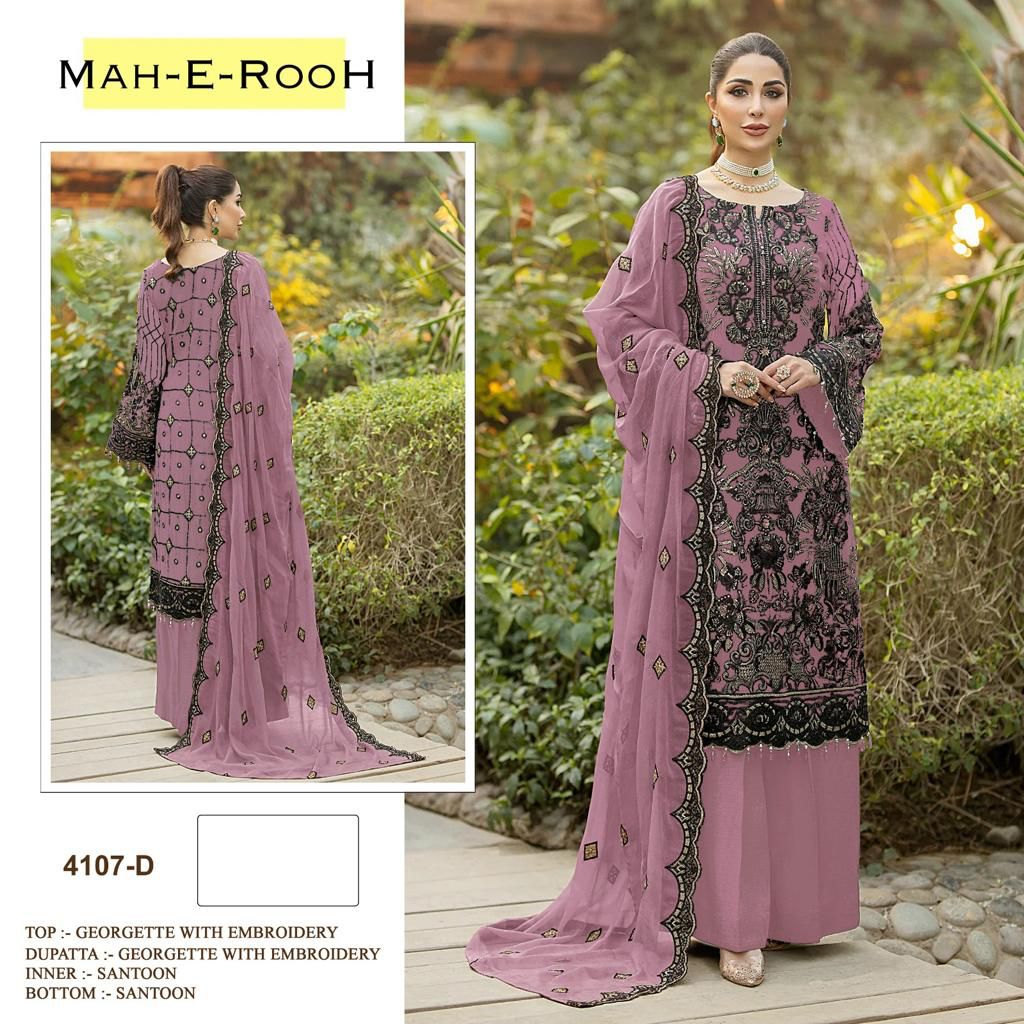 Mah E Rooh 4107 Light Color Embroidery Salwar Suits Catalog